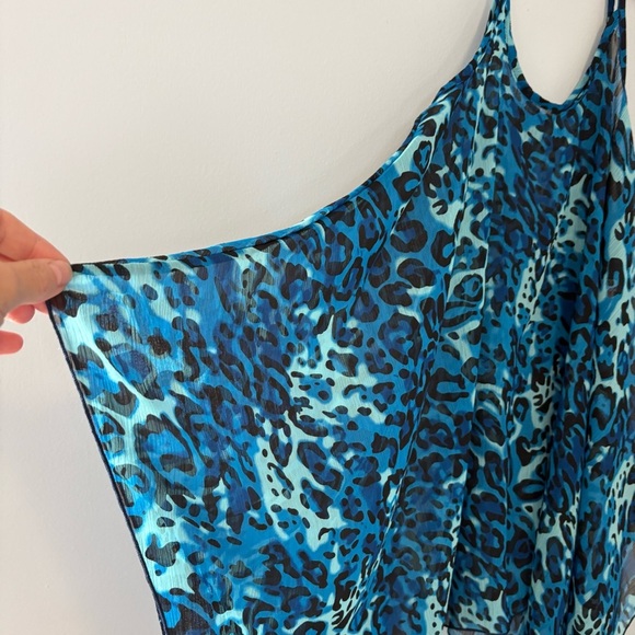 Rapz Blue Leopard Print Handkerchief Hem Dress Size Small NWT - Picture 4 of 8